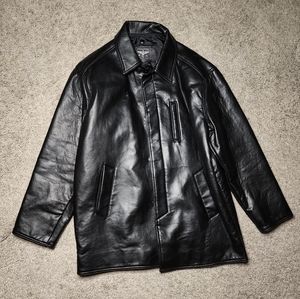 *H P* Reportage R.G.A. Italian Black Leather Jacket Coat Men's XXL